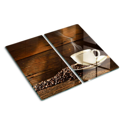 Tabla de cortar de cristal Café y una taza