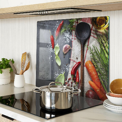 Tabla de cortar de cristal Especias y verduras de cocina