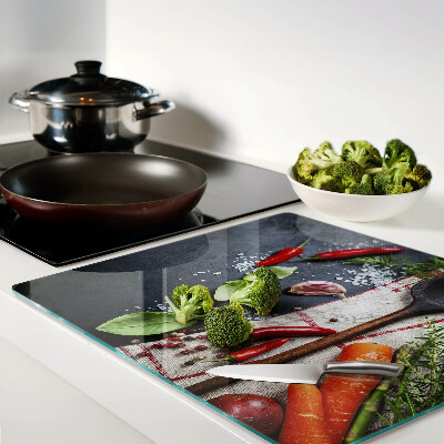 Tabla de cortar de cristal Especias y verduras de cocina