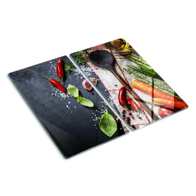 Tabla de cortar de cristal Especias y verduras de cocina