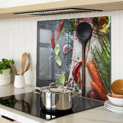 Tabla de cortar de cristal Especias y verduras de cocina