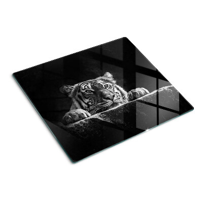 Tabla de cortar de cristal Tigre en estilo blanco y negro