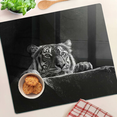 Tabla de cortar de cristal Tigre en estilo blanco y negro