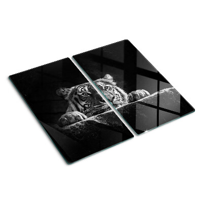 Tabla de cortar de cristal Tigre en estilo blanco y negro
