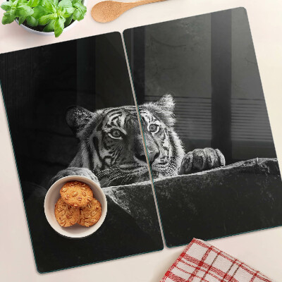 Tabla de cortar de cristal Tigre en estilo blanco y negro