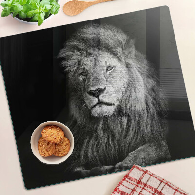 Tabla para cortar León en blanco y negro