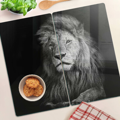 Tabla para cortar León en blanco y negro