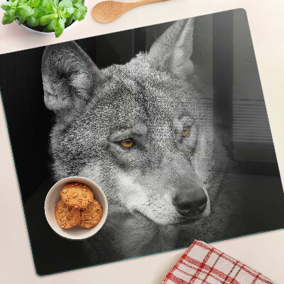 Tabla de cortar de cristal Lobo en tonos de gris