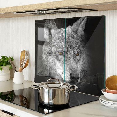 Tabla de cortar de cristal Lobo en tonos de gris