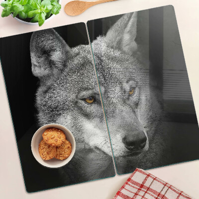 Tabla de cortar de cristal Lobo en tonos de gris