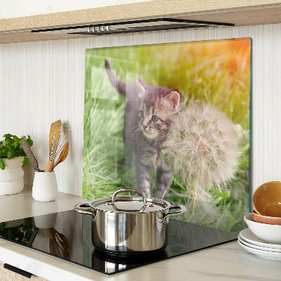 Tabla de cortar de cristal Gato en la hierba