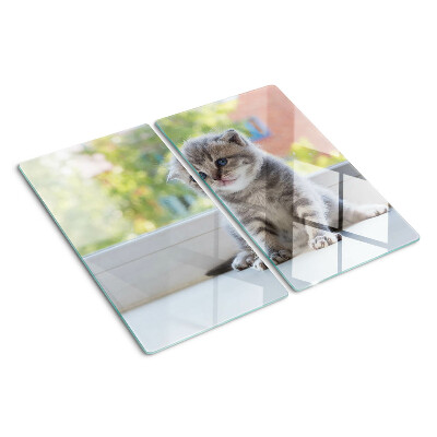 Tabla para cortar Gatito en el alféizar de la ventana