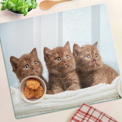 Tabla para cortar Tres gatos marrones