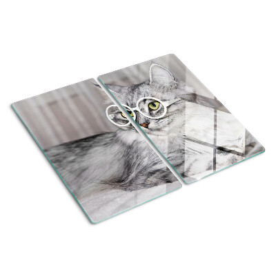 Tabla de cortar de cristal Gato con gafas