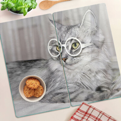 Tabla de cortar de cristal Gato con gafas