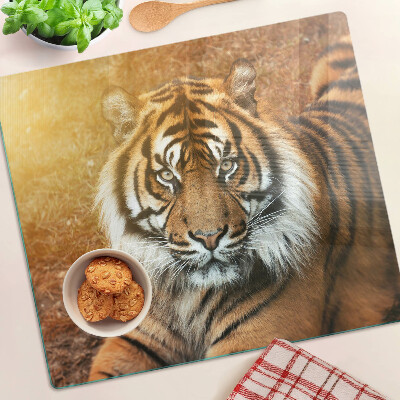 Tabla de cortar de cristal Tigre al sol