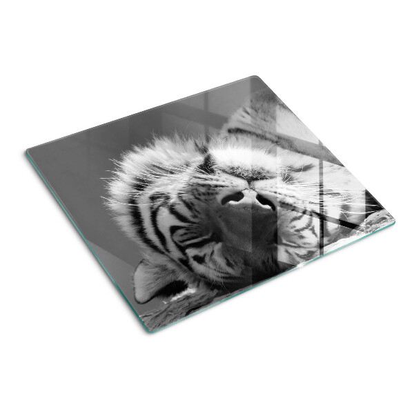 Tabla de cortar de cristal Tigre en blanco y negro