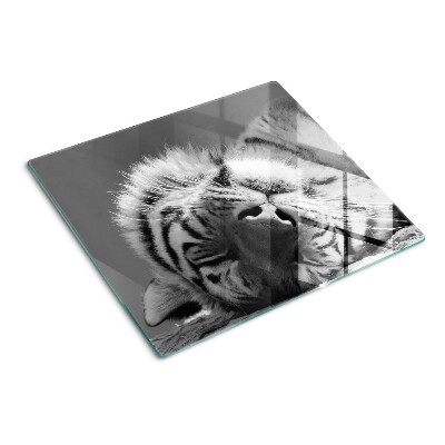 Tabla de cortar de cristal Tigre en blanco y negro