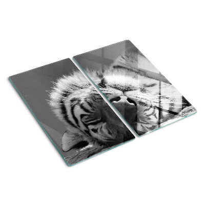 Tabla de cortar de cristal Tigre en blanco y negro