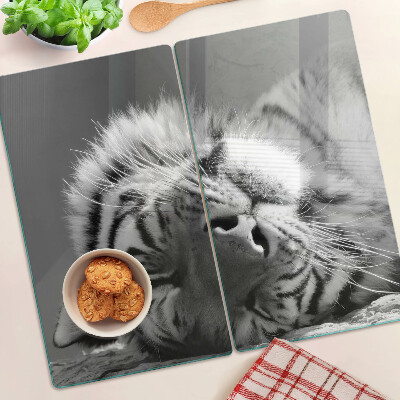 Tabla de cortar de cristal Tigre en blanco y negro