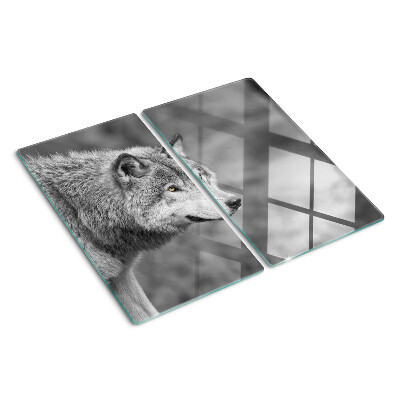 Tabla para cortar Lobo en blanco y negro
