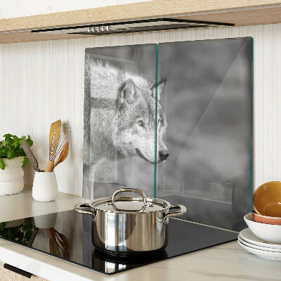 Tabla para cortar Lobo en blanco y negro