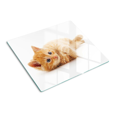 Tabla para cortar Gatito pelirrojo sobre un fondo blanco