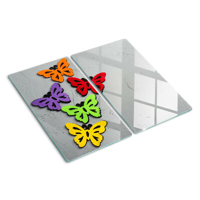 Tabla de cortar de cristal Motivo de mariposas coloridas