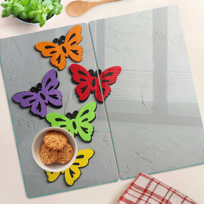 Tabla de cortar de cristal Motivo de mariposas coloridas