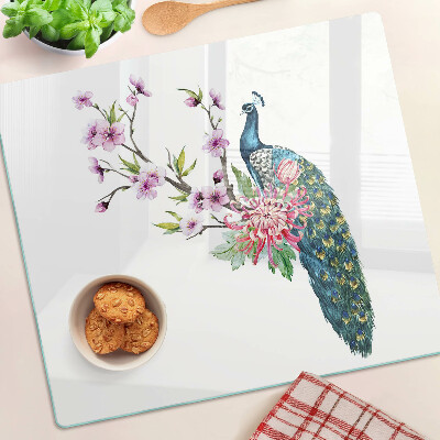 Tabla para cortar Pavo real con flores