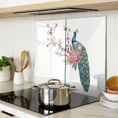 Tabla para cortar Pavo real con flores