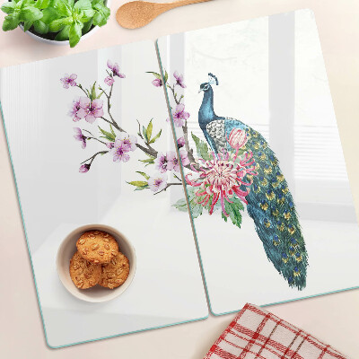 Tabla para cortar Pavo real con flores