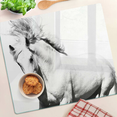 Tabla para cortar Caballo en blanco y negro
