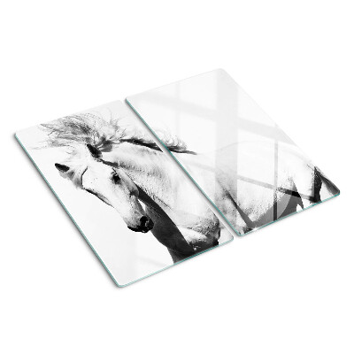 Tabla para cortar Caballo en blanco y negro