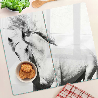 Tabla para cortar Caballo en blanco y negro