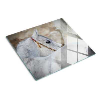 Tabla de cortar de cristal Caballo joven blanco