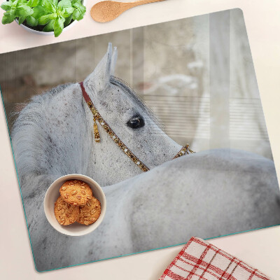 Tabla de cortar de cristal Caballo joven blanco