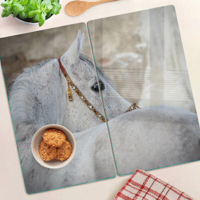 Tabla de cortar de cristal Caballo joven blanco
