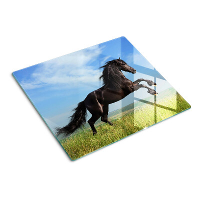 Tabla para cortar Caballo negro en el prado
