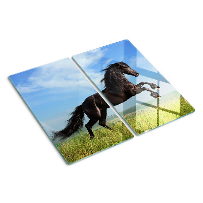 Tabla para cortar Caballo negro en el prado