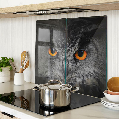 Tabla de cortar de cristal Búho con ojos naranjas