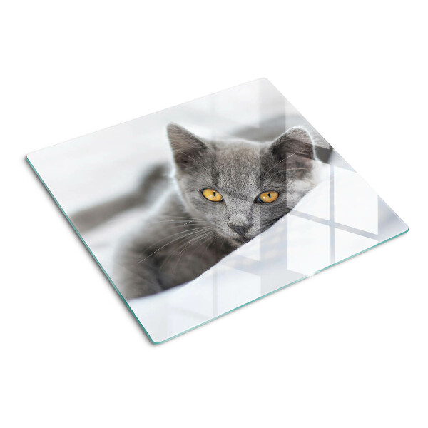 Tabla de cortar de cristal Gato con ojos amarillos