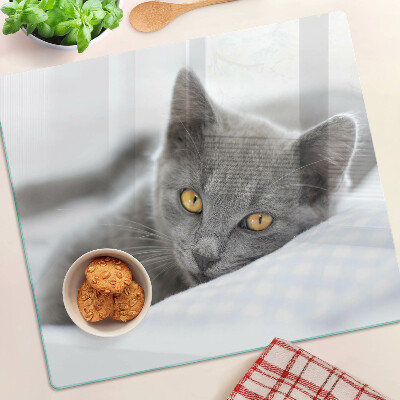 Tabla de cortar de cristal Gato con ojos amarillos
