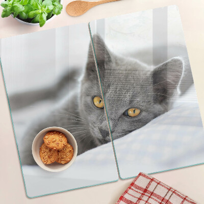 Tabla de cortar de cristal Gato con ojos amarillos