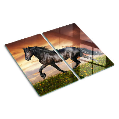 Tabla para cortar Un caballo con el sol poniente como telón de fondo