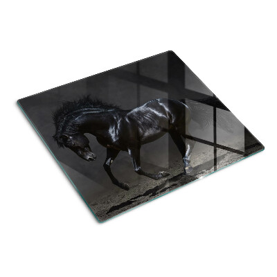 Tabla de cortar de cristal Caballo oscuro en movimiento