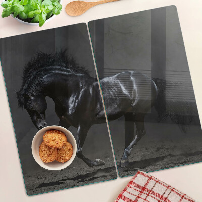 Tabla de cortar de cristal Caballo oscuro en movimiento