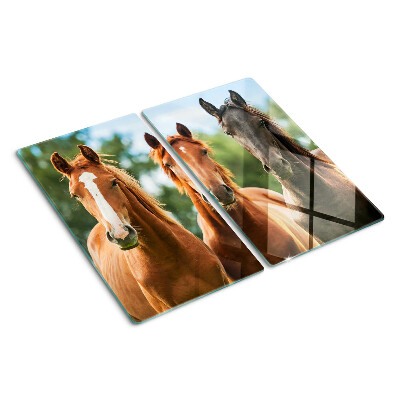 Tabla de cortar de cristal Caballos en la naturaleza