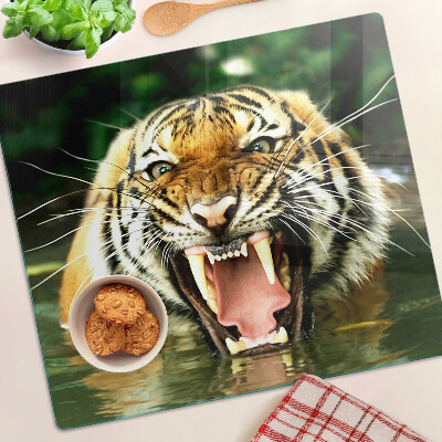 Tabla de cortar de cristal Tigre al ataque