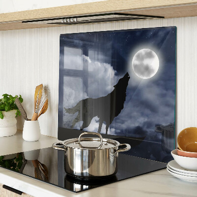 Tabla de cortar de cristal Lobo a la luz de la luna